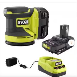 RYOBI ONE+ 18V Cordless 5 in. Random Orbit Sander Kit with 4.0 Ah Battery and Charger with 2.0 Ah Battery