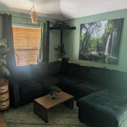 Black Sectional/Sleeper Sofa Couch 