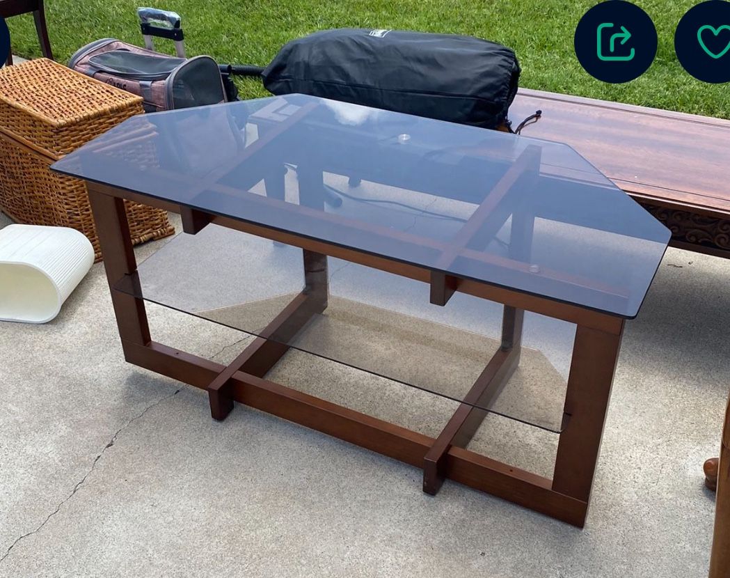 Modern Glass Top Coffee Table – Unique Trapezoid Design For Sale