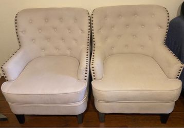 Cream velvet chairs (pair)