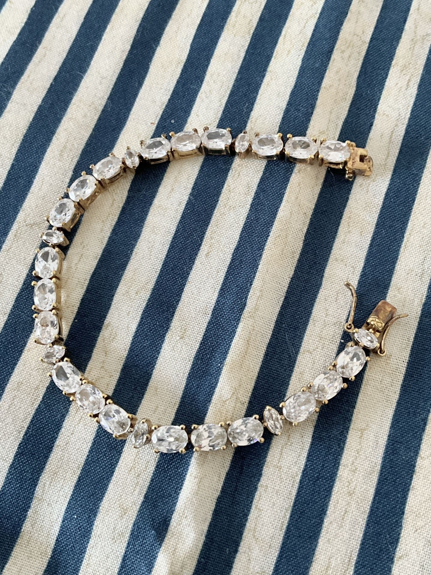 Elegant Women's Chain Bracelet 925 Sterling Silver Rose Gold Plated Crystal 7.5’