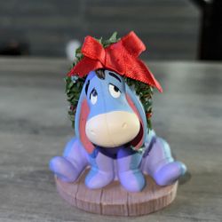 Eeyore Disney Figurine With Christmas Wreath And Bow