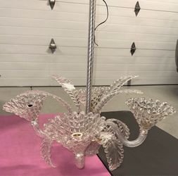 Vintage Classical 12 arm Italian Venetian Murano clear Art Glass Chandelier
