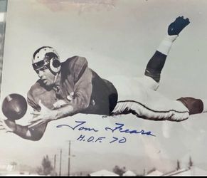 Tom Fears Autographed 8x10 Photo – HOF 1970 Inscription – NFL Hall of Famer