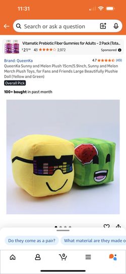 Sunny And Melon Plushes - From Roblox, YouTube Videos -Minecraft 