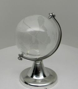 Small Frosted Glass Globe Earth Home Décor Knick Knack 