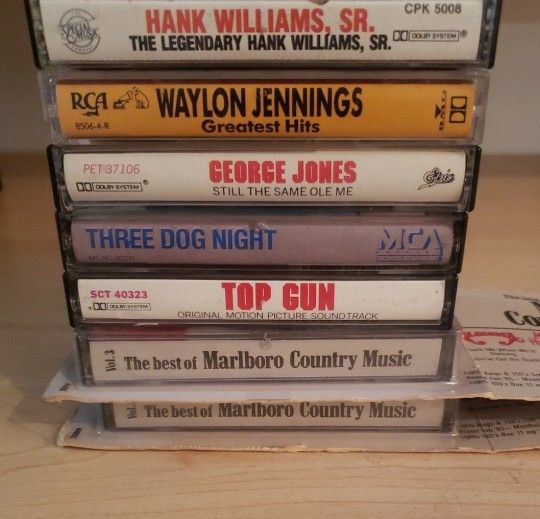 Country Music Cassette Tape Lot plus Top Gun and Three Dog Night