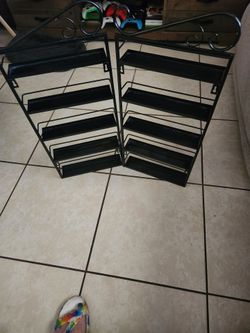 Black Metal Wall-Mount Spice Racks Set of 2