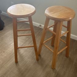 2 Bar Stools Solid Wood