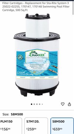 HANXER® System 3 S8M500 Inner and Outer Set Pool Filter Cartridges - Replacement for Sta-Rite System 3 25022-0225S, 170147, 170148 Swimming Pool Filte