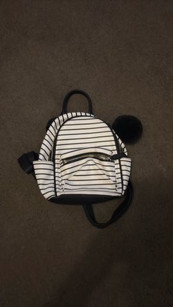 Mini Striped Backpack with Pom Pom