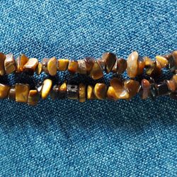 Polished Tiger Eye Stone Necklace/Strand total 36"