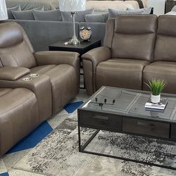 Leather Power Recliner Sofa and Loveseat Ebenezer Furniture