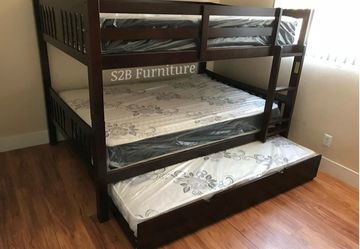 Full full twin Expresso Bunkbed with ortho mattress included