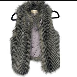 Francesca‘s Collection Faux Fur Grey Black Vest