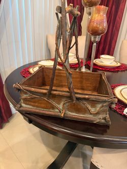 Rustic Wood & Twig Basket Caddy ✨