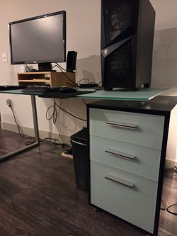 Modern Tempered Glass Computer Desk – $100 OBO