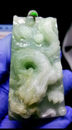 Burma type A icy jade Jadeite pendant Sky Dragon.