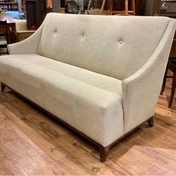 Oat Tweed Button Tufted Settee Sofa | 37"H x 74.75"W x 33"D |