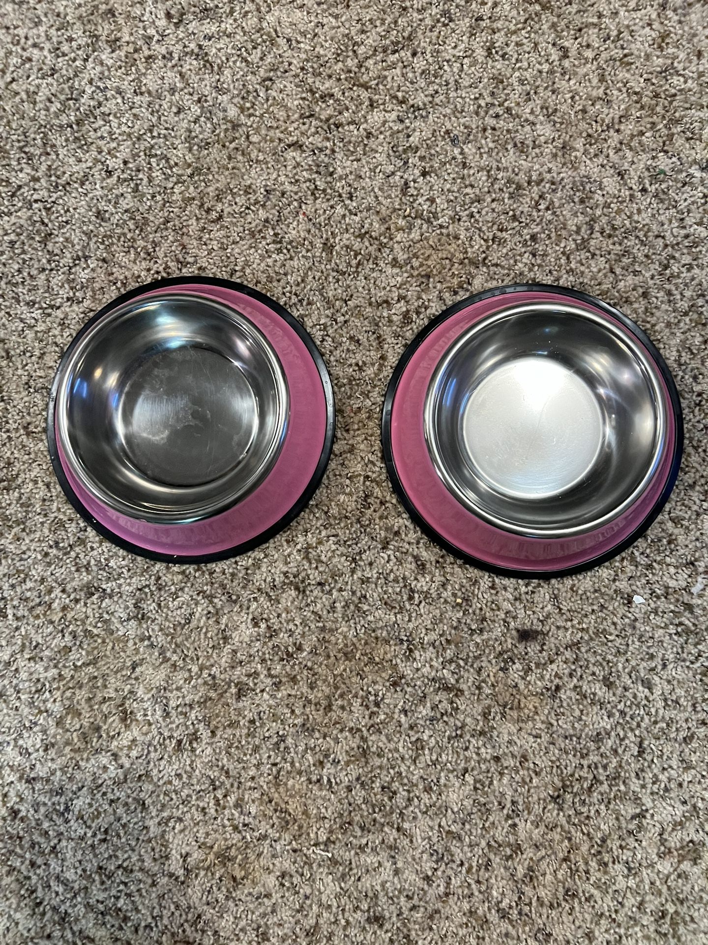 Set Of 2 Pink Dog Bowls