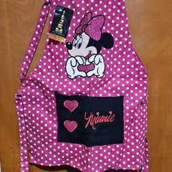 Kids pink polka dot Minnie Mouse apron