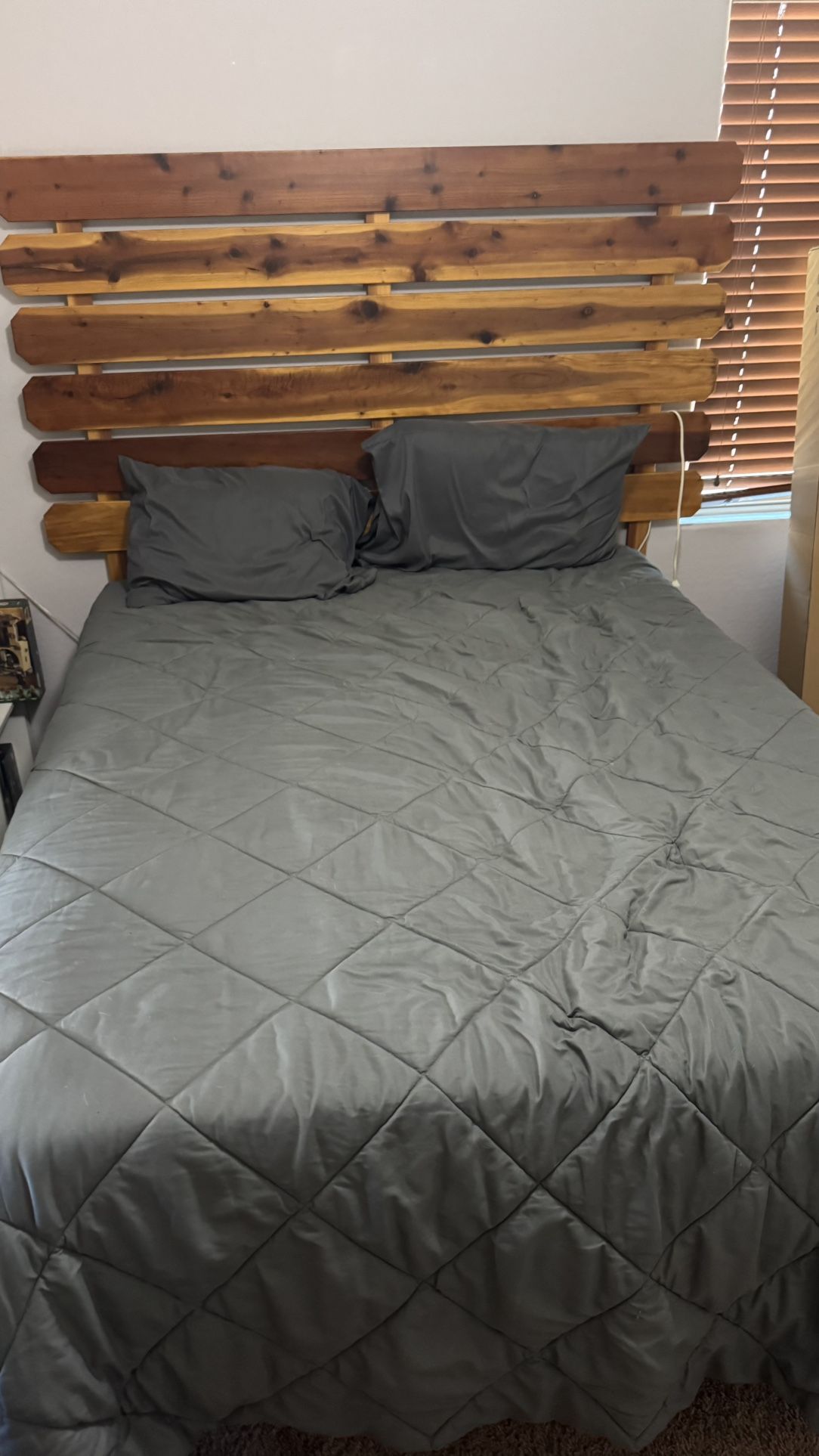 Queen bed mattress, and frame (headboard not included)