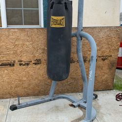 Squat Rack, Punching Bag And Bench 