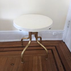Small White And Gold Outdoor Table Or Plant Stand