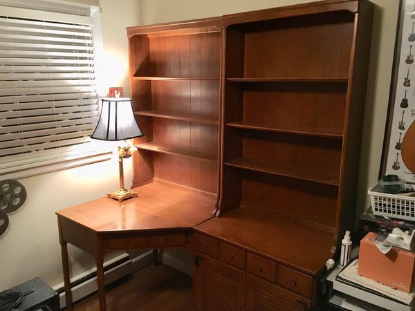 Ethan Allen By Baumritter Vintage Corner Desk And Shelf Cabinet