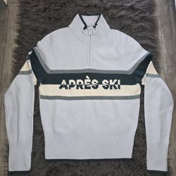 NWT PINK Victorias Secret 3/4 Zip Apres Ski Sweater -light Blue Sz L