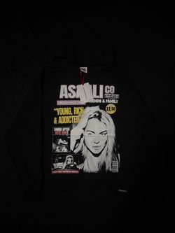 Brand new with tags ASAALI Los Angeles “Young, Rich & Addicted” Lindsay Lohan graphic hoodie. Size medium
