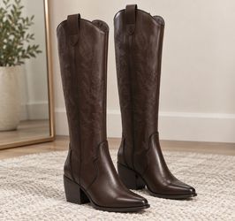 DREAM PAIRS Women's Knee-High Cowboy Boots