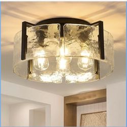 Black Semi Flush Mount Ceiling Light Fixture, 4-Light Modern Hallway Light Fixtures Ceiling Mount, Foyer Kitchen Lighting Fixtures Ceiling Lights for 