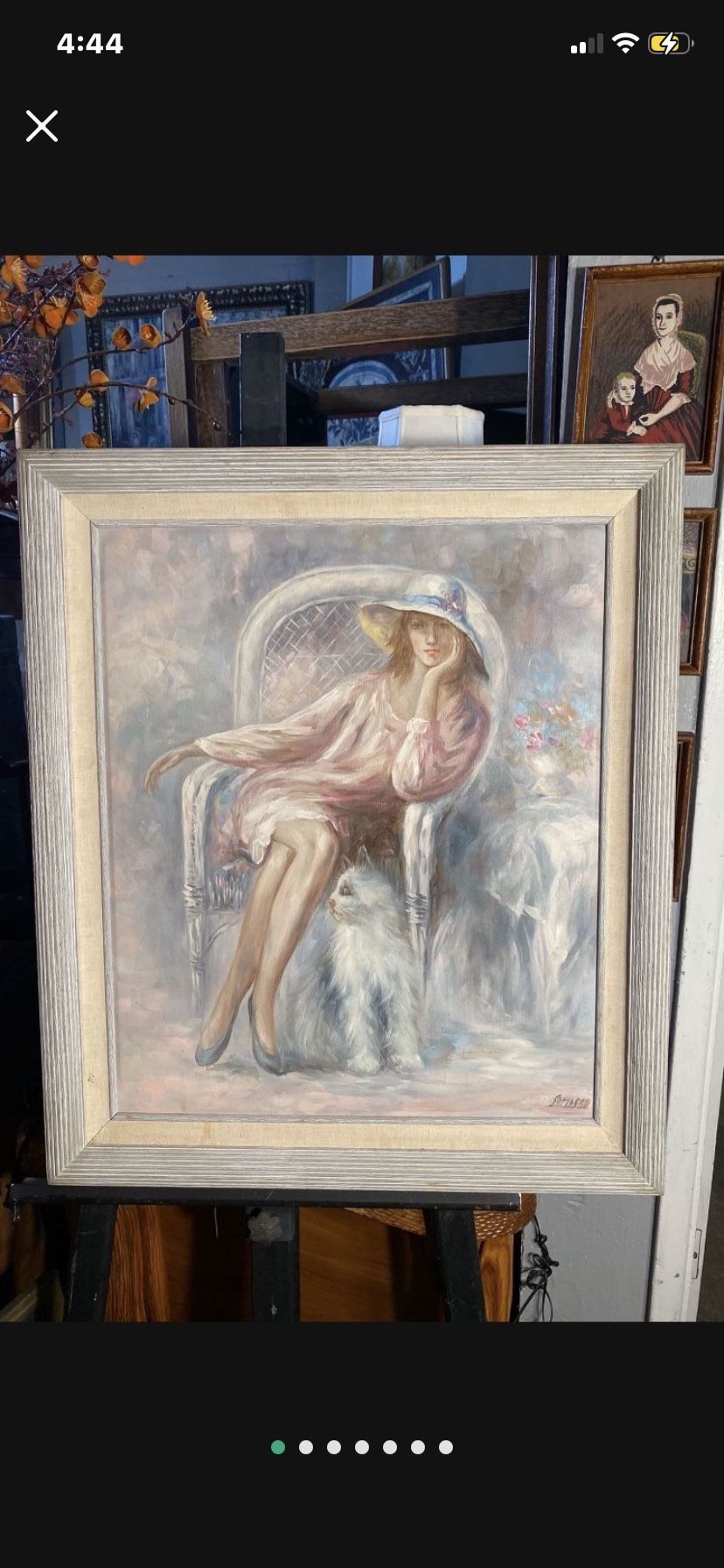 1980 Oil  On Canvas Signed Lady Portrait