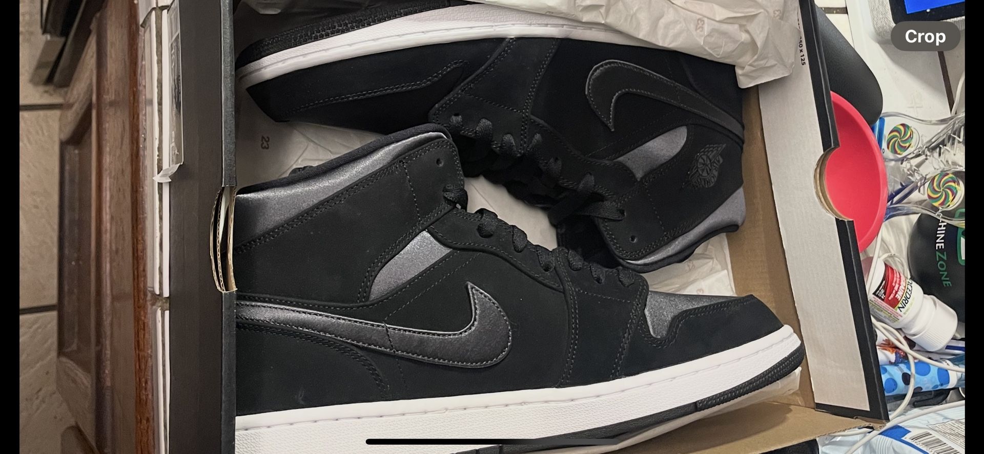 Jordan 1 Mid Nylon Black And Gray Size 13 Brand New Asking 120$