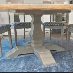 Wooden Pedestal Table And 6 Chairs  