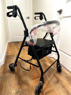 Black Folding Rollator Walker with Seat