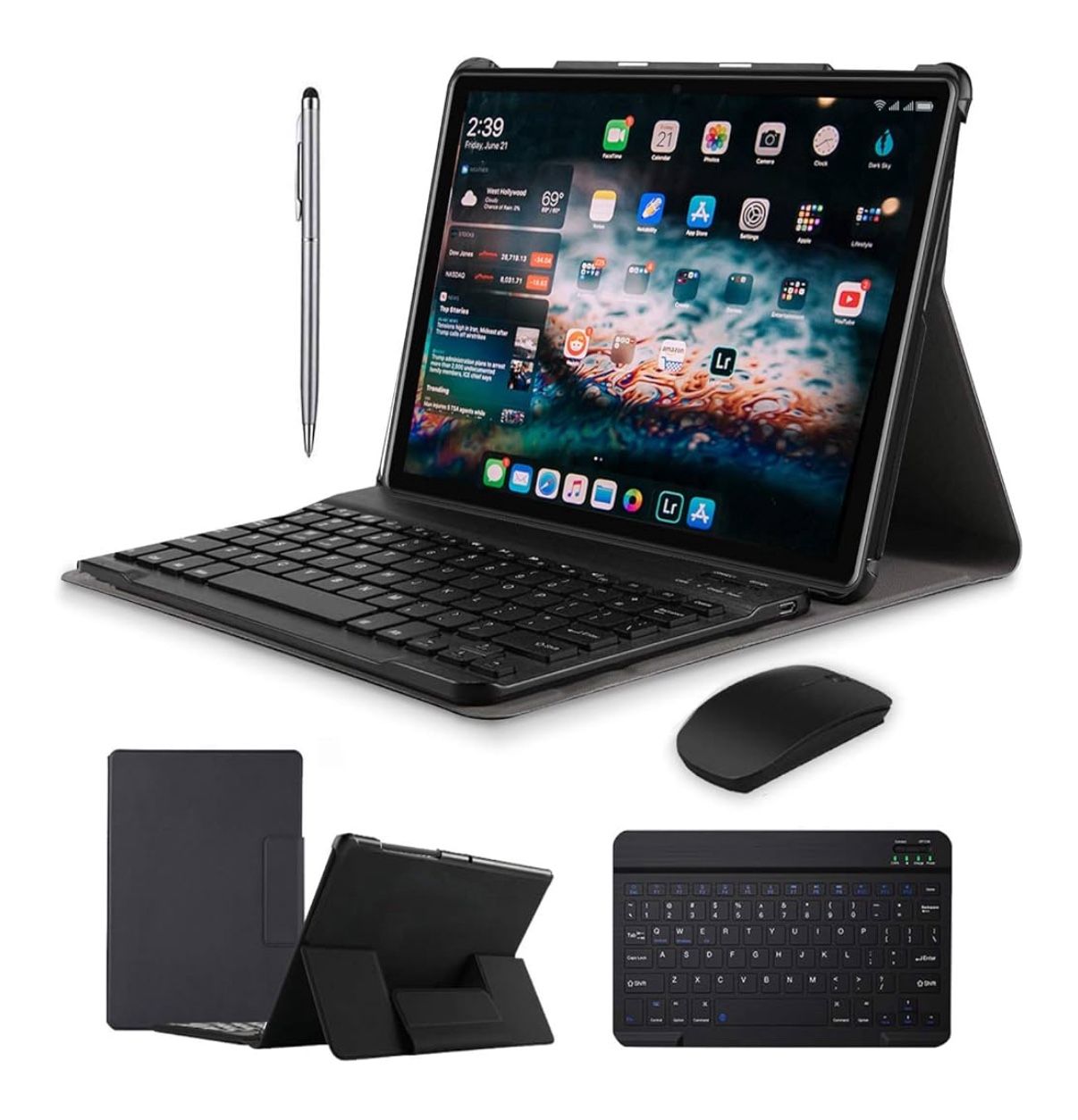 2 in 1 Tablets, Android 10.0 Tablet PC with Wireless Keyboard Case, 4GB RAM 64GB ROM/128GB Computer Tablets, Quad Core, HD/IPS, 8000mAh, 13MP Dual Cam