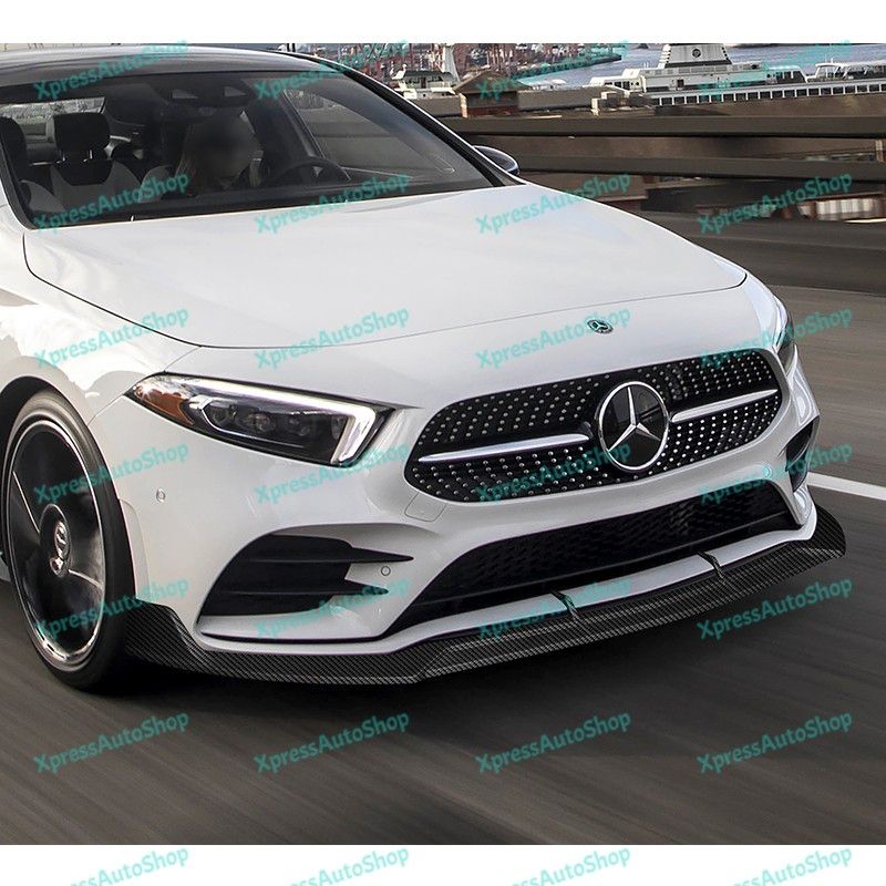  For 2019-2023 Mercedes A-Class AMG W177 Carbon Painted Front Bumper Lip Spoiler -(2-PU-355-PCF