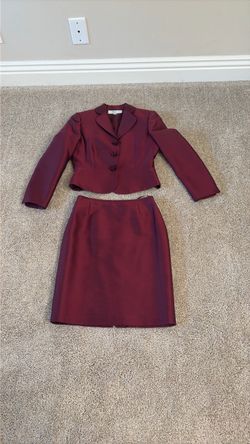 Women's Burgundy Blazer and Skirt Suit Set