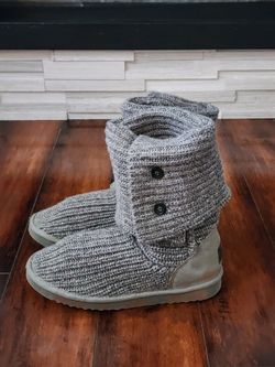 UGG Classic Cardy Knit Boots Gray Women’s Size 8
