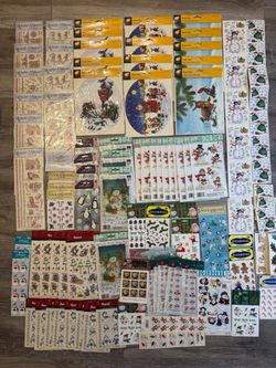 Vintage Christmas Stickers Rub-Ons Scrapbooking Craft Lot 100+ Sheets NOS