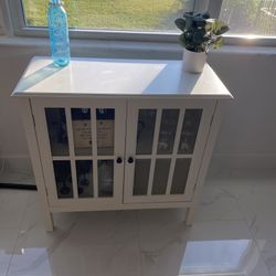 Coffee Bar/Side Table With Glass Doors  