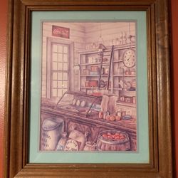 Homco Coca Cola General Store Framed Picture 