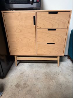 Mid-Century Modern Wood Cabinet with Drawers