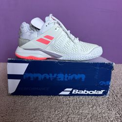 Babolat Propulse Fury AC Womens Tennis Shoes White/Pink (7)