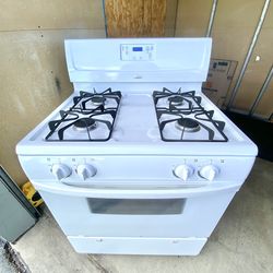 Whirlpool gas stove 4 burners white color   30”