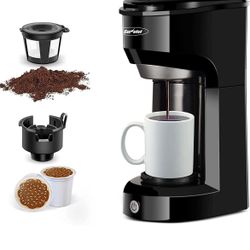 Sunvivi Coffee Maker, Single Serve Brewer for Single Cup, One Cup Coffee Maker With Permanent Filter, 6oz to 14oz Mug, One-touch Control Button with I