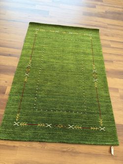 Grass green gabbeh wool rug