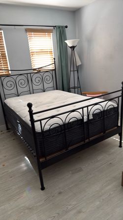 Full size bed frame and mattress